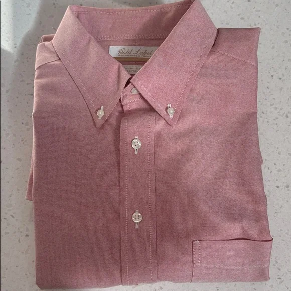 Roundtree & Yorke Red and White Striped Button Down Dress Shirt Size 17 / 35 NEW - Picture 7 of 7